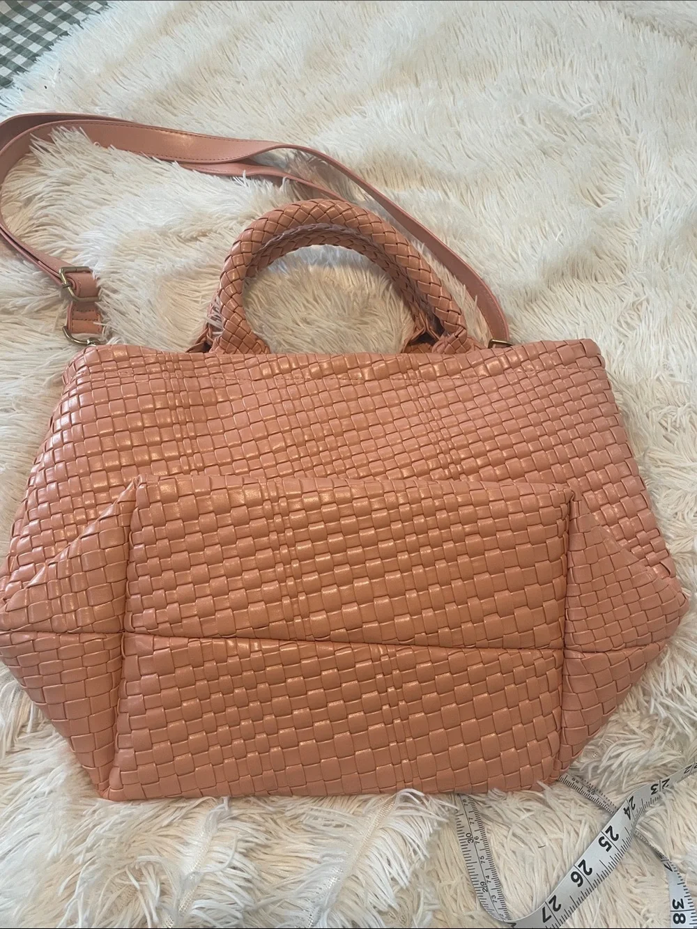 Woven Pink Tote with Detachable Shoulder Strap